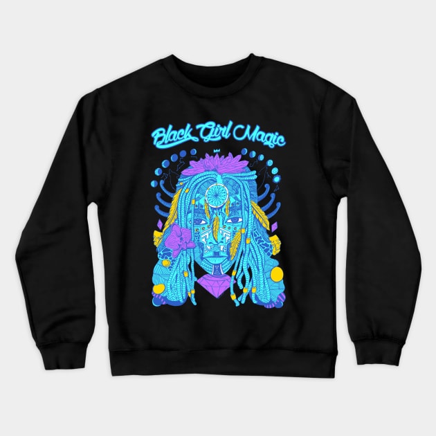 Neon Blue - Goddess of Dreams Black Girl Magic Crewneck Sweatshirt by kenallouis